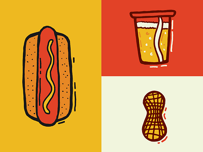 Food - Baseball Weekly baseball baseball weekly beer flat food hotdog illustration mlb mustard peanuts