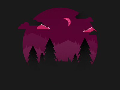 Hello Dribbble eclipse first shot forest illustration landscape mountains trees