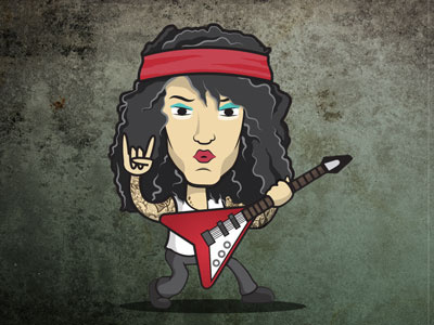 Music Mania Character Design - Headbanger board game character character design game guitar guitarist headbanger illustration illustrator metal