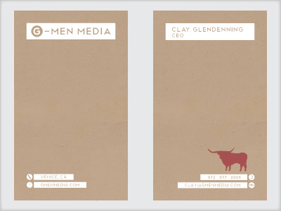 G-Men Media Business Card Concept bull business card card cardstock g men media gmen gmen media media natural recycled rough