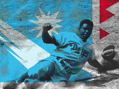 Halftoned art baseball halftone jackie robinson retro vintage