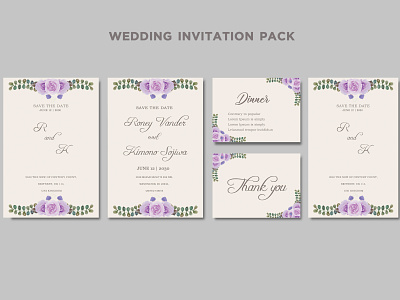Floral Wedding Invitation elegant invite, thank you, rsvp card frame