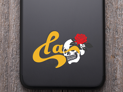 LA Skull & Rose Sticker graphic graphic design illustrator la los angeles rose skull sticker