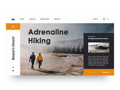 Adrenaline Hiking clean design landing landing page layout travel trip ui web