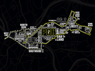 2017 Pittsburgh Marathon Map Tee map marathon pittsburgh running tee