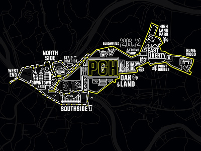 2017 Pittsburgh Marathon Map Tee