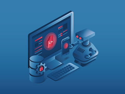 This is how they do :) 3d code color computer dev illustration isometric robot sql