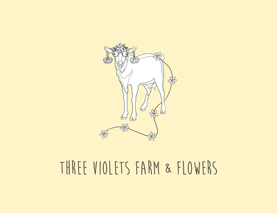 Three violets farm and flowers design digitalart graphic design illustration logo logodesign procreate