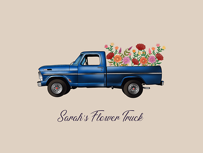 Sarah's flower truck design digitalart graphic design illustration logo logodesign procreate