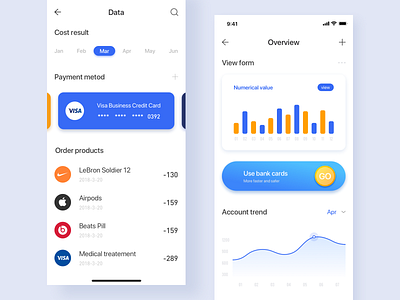 Personal wallet data page design data data visualization date financial financial app ui ux 插图 蓝色 钱包应用 颜色