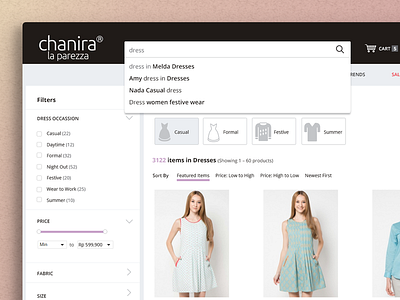 Chanira eStore ecommerce design layout praky search ui ui ux design web design