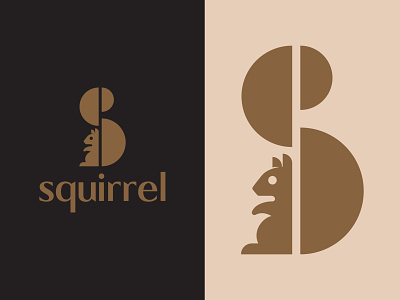 SQUIRREL Logo abstract logo animal logo branding brown graphic design logo minimal logo nature logo squirrel logo wild logo