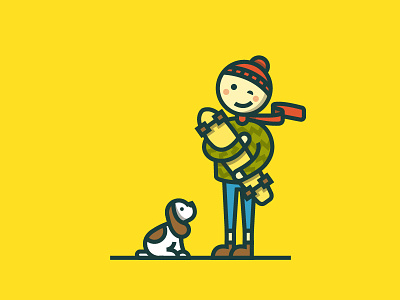 Me, my longboard and puppy character flat friends friendship happy illustration longboard puppy skate