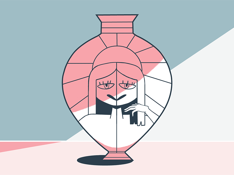 Vase Lady animation ceramic character character design girl hair illustration light pastel pottery vase