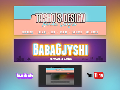 Youtube & Twitch Banner Design 3d animation banner branding colours cs cs go font games graphic design logo motion graphics twitch typography video videogames youtube