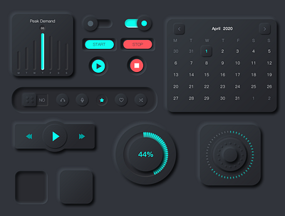 Neumorphic UI Darkness color logo ui