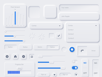 Neumorphic UX UI Elements  (Bright color)