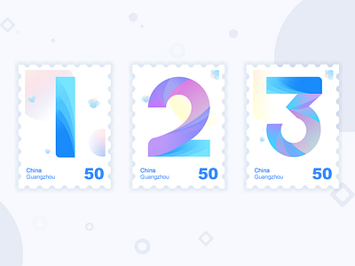 Stamp digital gradient gradient cards illustration number stamp