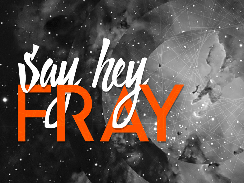 SayHeyFray Logo script space brand logo