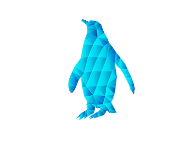 Low poly penguin blue glassy low poly penguin