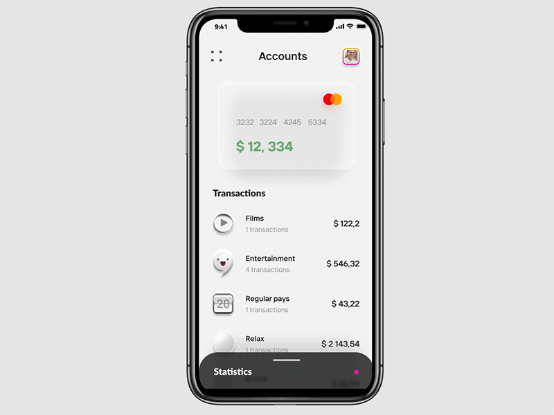 Wallet app Skeuomorphism - Free finance ios mobile app mobile app design money transfer ui userinterface ux ui wallet wallet app