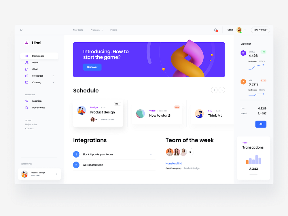 Uinel Dashboard by mat jakubowski for Shuffle on Dribbble