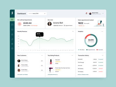 Salon Appointment - Dashboard admin app appointment appointment booking dashboad design interface salon ui ux web