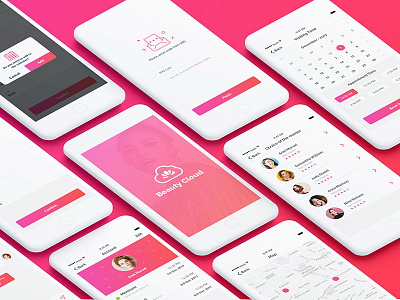 Beauty Cloud App app appointments beauty calendar cloud gradient mobile app salon ui