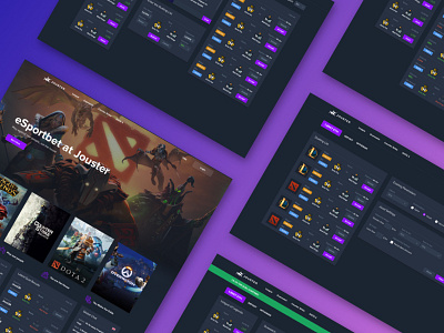 eSportbet - Jouster app betting crypto trading dark design esport gaming landing page ui ux web application