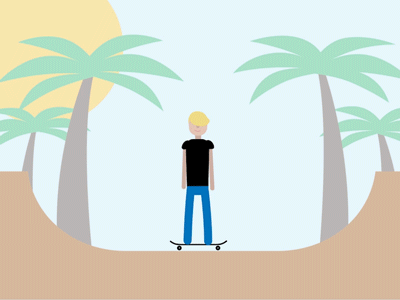 Mini Ramp after effects animation character palm trees skateboard skateboarding