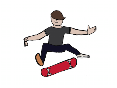 Flipping brush pen illustrator skate skateboarding