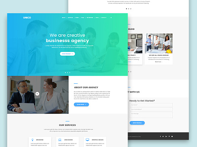 Digital Agency Landing Page agency blue clean concept debuts landing page psd recent shots