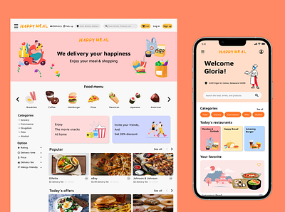 Food delivery Website&Mobile app appdesign fooddelivery landing page ui webdesign