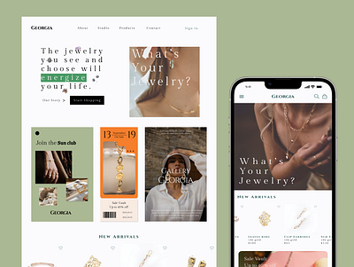 Jewelry shop Website & Mobile app graphic design landing page ui webdesign