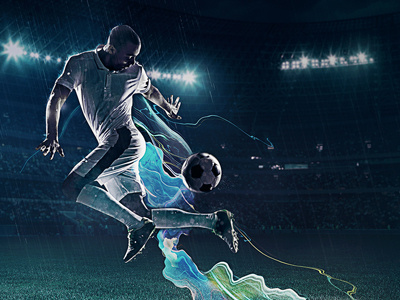 CyanStreak artwork ball football player psd rain soccer streak