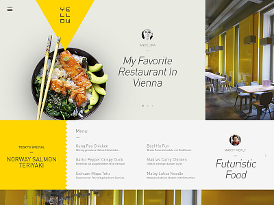 Yellow Restaurant Website concept food landing page menu restaurant website yellow