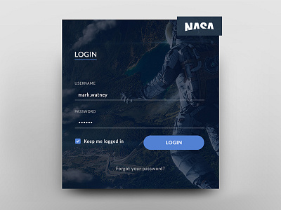 Nasa Login flat interface login nasa sign widget