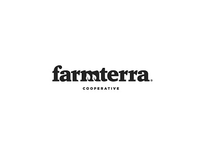 Farmterra black and white branding coop farm identity leaf leaves logo wordmark