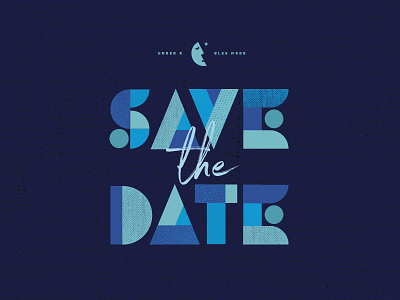 Save the Date blue geometric letters shapes texture typography