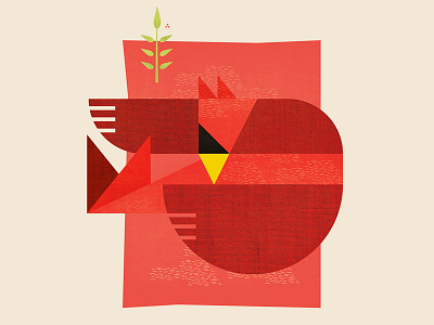 Cardinal illustration bird holiday illustration texture