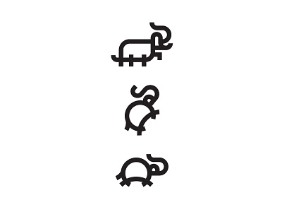 Elephants food illustration logo monoline