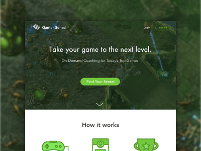 Gamer Sensei Landing Page app design home landing page product splash web website