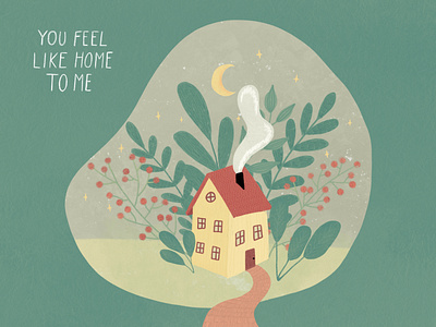 you feel like home to me design drawing fantasy graphicdesign home house hygge illustration ipadproart plants procreate procreate art quote