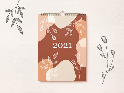 HELLO 2021 2021 botanical botanical illustration branding calendar drawing floral illustration illustrator indesign poster print procreate terracotta wall calendar wall calendar design