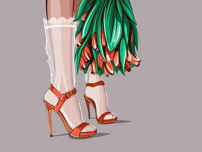 Fashion sandals and tulips
