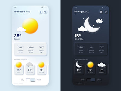 Weather App | Neumorphism Style design graphic design illustration ui ux uxdesign vector