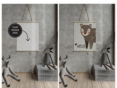 MODERN KID'S ROOM FRAME MOCKUPS KIT branding design frame frame mockup illustration interior logo mockup posterdesign print