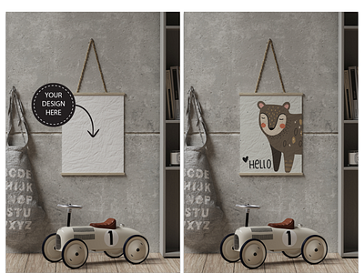 MODERN KID'S ROOM FRAME MOCKUPS branding design frame frame mockup illustration interior mockup poster posterdesign