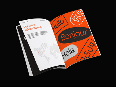 First and Foremost Proposal Layout book international languages magazine map minimal orange red typography world cup world map