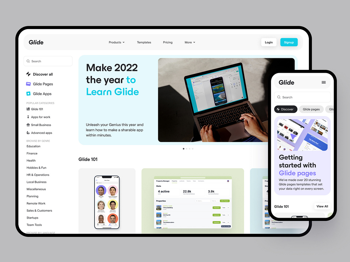 Glide Template Store by Tom Parkes for Glide Design on Dribbble